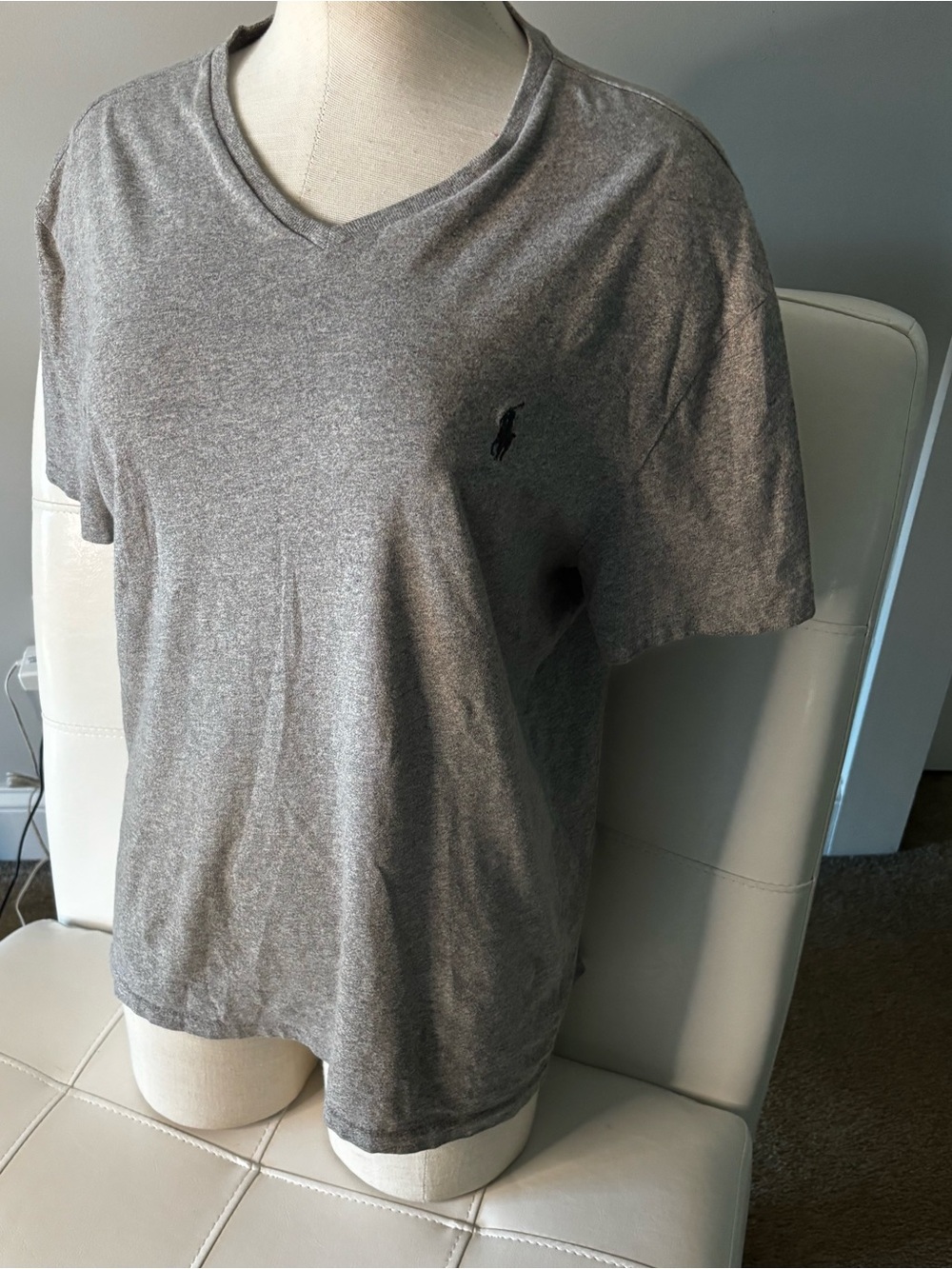 Polo by Ralph Lauren Women's Short Sleeve V-Neck Tee - Charcoal Gray - Picture 2 of 3
